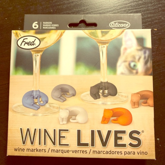 Cost Plus World Market Accessories - ✨HP✨ 🌻 2/$10 NWT Wine lives silicone cat markers